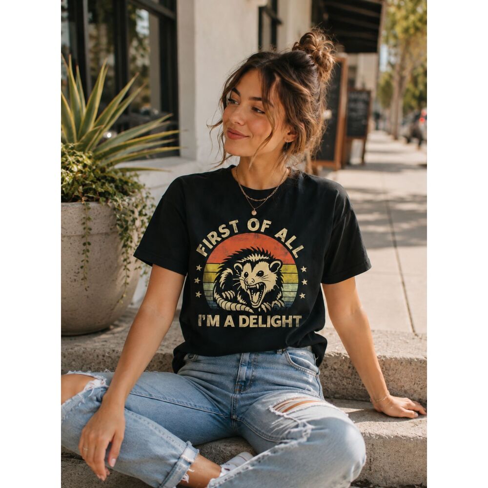 Opossum First of All I'm A Delight Tee Extra Large NEW Funny Humor Gifting